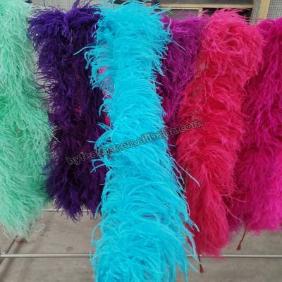 China Ostrich feather feather factory supplier wholesale fashion popular commercial blue 6ply feather boa top for sale