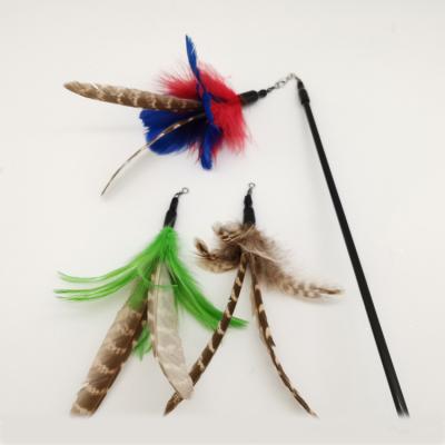 China Factory supply three steel wire material direct replacement feather head decoration feather cat riddle cat toy for sale