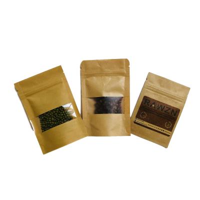 China High Quality Eco-friendly BIODEGRADABLE Craft Bag Ziplock Seal Stand Up Kraft Paper Bag With Clear Window for sale