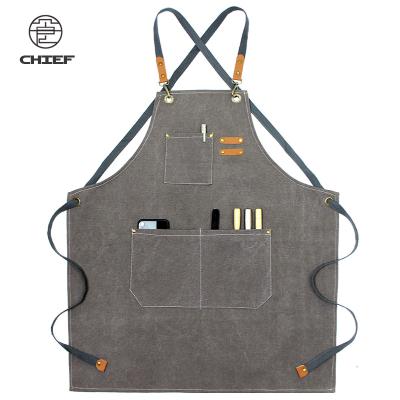 China Custom Logo Canvas Apron Men Women Men Woodworking Restaurant Cooking Gardening Cooking Work Clothes Tidy/Storage Printing BBQ Tool Apron for sale