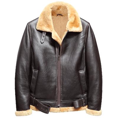 China HMS Sustainable Sheep Fur Mens Leather Jacket Mens Jackets Black For Male Pu Leather Mens Outwear for sale