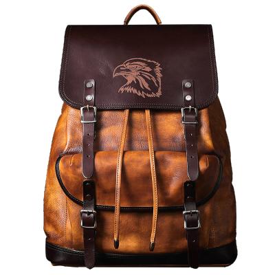 China High Quality Waterproof Black Large Leather Bag Backpack Men's HMS Leather Backpack for sale