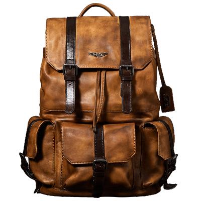 China High Quality Popular Vintage Mens College Leather Design Waterproof Backpacks Manufacturers Leather Backpacks for sale