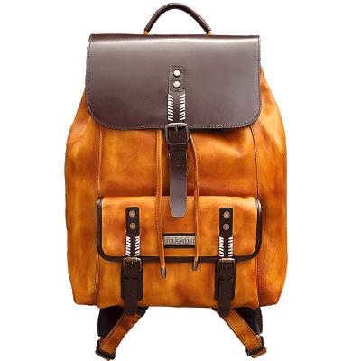 China Fashion leather waterproof backpacks whip genuine leather backpack for men outdoor leather mochila for sale