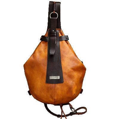 China HANMIIS GENUINE LEATHER water drop triangle chest bag whip leather men bag shoulder messenger bag for sale