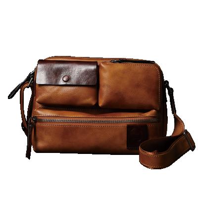 China New GENUINE LEATHER messenger bag whip leather men's top layer sling pack chest shoulder cross - body bag for sale