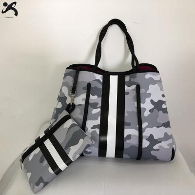 China 2021 Wholesale Custom Neoprene Women Tote Neoprene Handbag Insulated Large Waterproof Beach Bags for sale