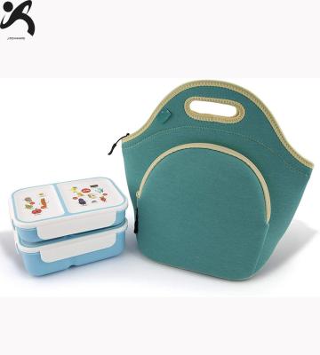 China OEM Wholesale Waterproof Zip Closure Foldable Neoprene Tote Lunch Insulated Cooler Bag With Pocket For Kids for sale