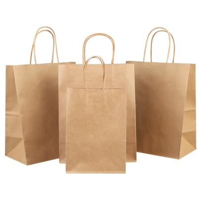 China Recyclable Wholesale Factory Custom Logo Printed Recycled Packaging Brown Kraft Paper Bag With Twisted/ Flat Handles for sale