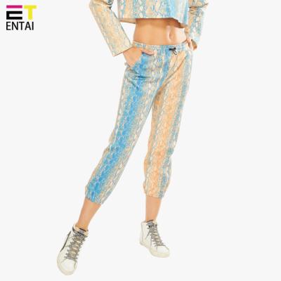 China Fashion QUICK DRY Womens High Rise Pants Snakeskin Print Streetwear Women Casual Jogger Pants for sale