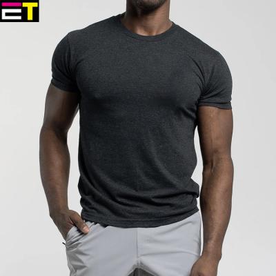 China Summer Custom Fit Men's Cotton Spandex Stretch Dry-fit Gym Wear Anti-Wrinkle Sport Fitness T-shirt for sale