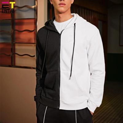 China Fashion Breathable Color Block Drawstring Long Sleeve Zipper Hooded Jacket Sports Men Casual Hoodie for sale