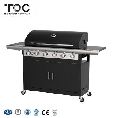 China Easily Assembled Outdoor 6 Burner Gas Stainless Steel Vegetable Garden Gas BBQ Grill Villa Party BBQ Grill for sale