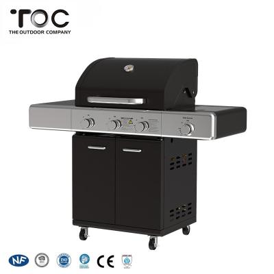 China Easily Assembled Multifunctional Outdoor Commercial Stainless Steel BBQ Gas Grills With 4 Casters for sale