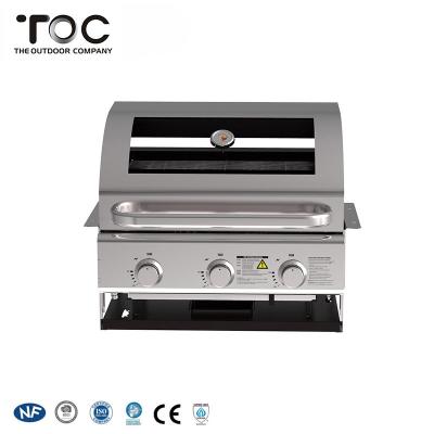 China Best Selling Easily Assembled Glass BBQ 3 Burners Stainless Steel High Temperature Gas Built-In Grills for sale