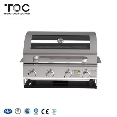 China Easily Assembled Glass 4 Burner High Quality Stainless Steel BBQ Gas Grills High Temperature Built In Gas Grill for sale