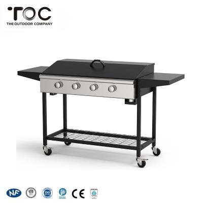 China Good Quality 3 Burner Indoor Outdoor Commercial Grill Plancha BBQ Grill Easily Assembled Portable Gas Grill With Cart for sale