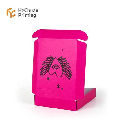 China Factory mass production recyclable direct sales can be customized logo surface above matte rose red corrugated paper folding gift box for sale