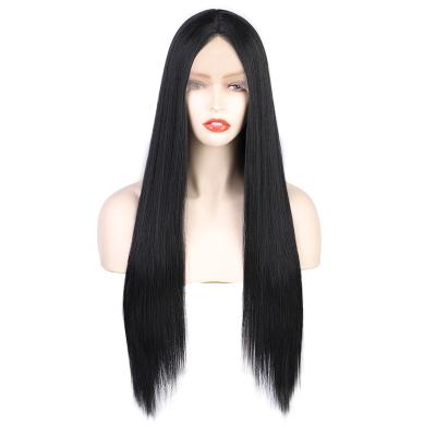 China Ladies Straight Synthetic Lace Front Wigs Long Natural Straight Hair Thick Sheath Barely Sheer Wigs for sale