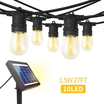 China 27FT String Light Factory Price Rechargeable Led Bulbs 1.5W 10 S14 USB Outdoor Waterproof Solar String Light for sale