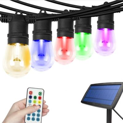 China Led String Light Support 48FT Remote Control Outdoor 3W Globe Led String Light RGB Solar Christmas Patio Lights for sale