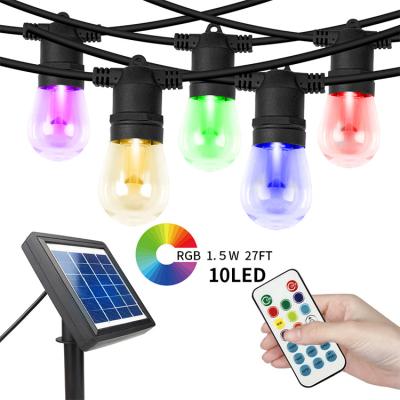 China Led Light Outdoor Decorative Bright Led String Bulb RGB Color Changing Solar Patio String Lights for sale