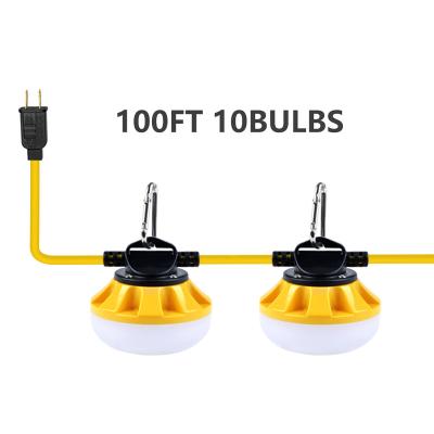 China High Lumen Industrial String 100FT Light Super High Quality 100W 10000LM LED Work Lighting 100FT Linkable Temporary Construction String Light for sale