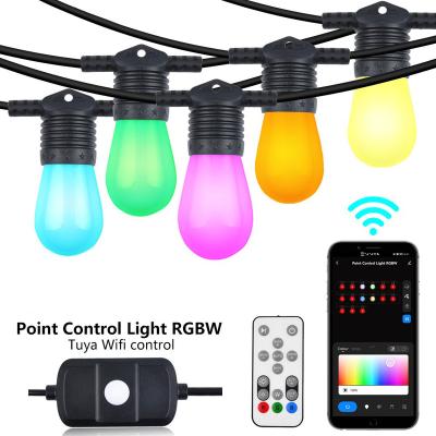 China Tuya Smart Led String Light RGB W Dimmable Outdoor Tuya Holiday 48FT App Control Led String Lights for sale