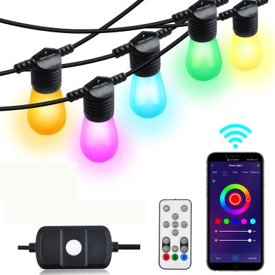 China Tuya smart wifi string light 48FT Tuya smart wifi led remote control Christmas RGBW color changing outdoor Wi-Fi string lights for sale