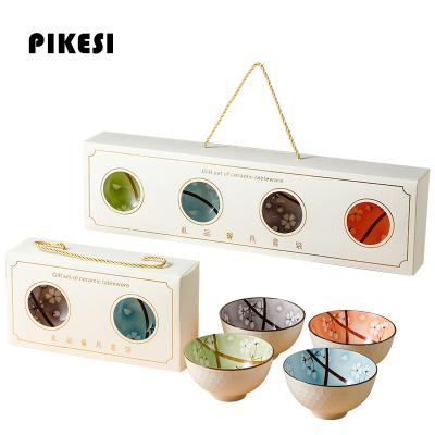 China Viable High Quality Porcelain Rice Bowls Japanese Ceramic Bowl Set Logo Customization Gift Box Package Wholesale for sale