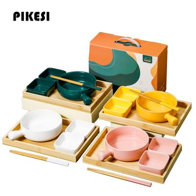 China Viable Wholesale Popular Dinnerware For One Person Gift Sets Simple Table Dish Logo Customization Ceramic Dinnerware Set for sale