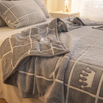 China Factory Direct Selling Thick Flannel Blanket Anti-Static Coral Fleece Blanket Hot Design for sale