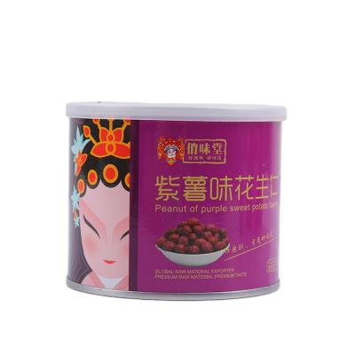 China Factory Direct Sale Good Quality Nutritious Delicious Purple Sweet Flavor Can Package Peanut Kernels Nuts Snacks for sale