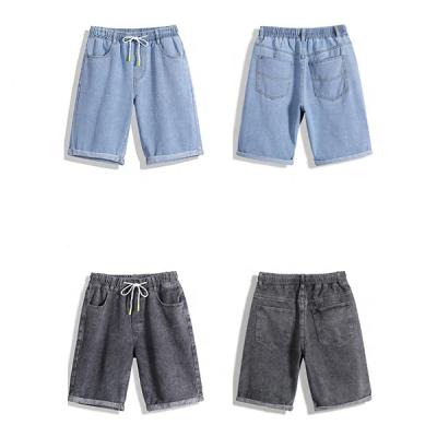 China New QUICK DRY Business Casual Men's Summer Elastic Waist Denim Shorts, Fashion Male Casual Stretch Slim Men's Black Blue Slim Short Jeans for sale