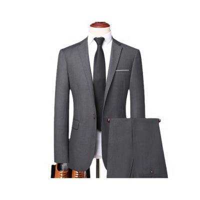 China New Anti-wrinkle fashion slim stylish men's two-pieces wedding suits solid color 90% polyester single breasted button suits for sale