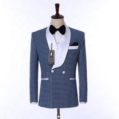 China Anti-Wrinkle Men's Suit 30% Spotted Young Slim Viscose Button Groomsman Single Breasted Shawl Collar Wedding Suits for sale