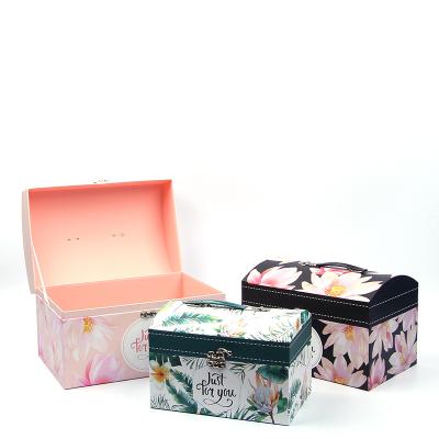 China Recycled Materials Gift Custom Printing Luxury Paper Box With Lock Three-piece-suits Suitcase Gift Box for sale