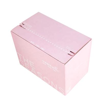 China Custom Design FSC Factory Food Packaging Logo Pink Paper Box Design CMYK White Wrinkled Paper Zipper Mailing Box for sale