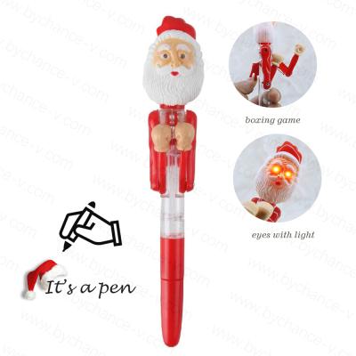 China Novelty Office Gift Toy DIY Tools Snatch Shape Decorative Pen Christmas Gift Funny Santa Claus Boxing LED Pen For Office Desk Anxiety Relief Toys for sale