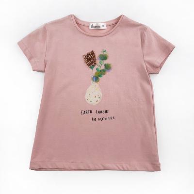 China Reversible breathable cotton sequin pink t-shirt for baby for sale