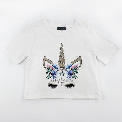 China Breathable Sequin White Flying Unicorn Jersey Tee With Sequin for sale