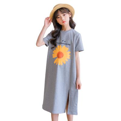 China Anti-wrinkle Kids Girl Clothes Sunflower Dresses Girl Summer Dresses for sale