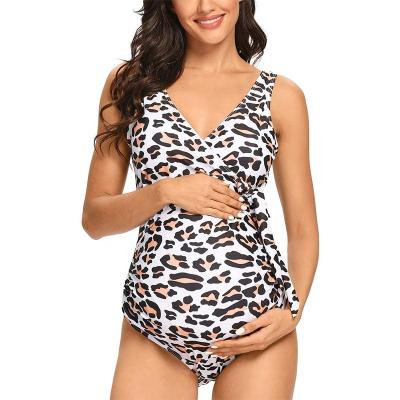 China 2021 OEM Leo Print Maternity Tankini Swimsuit Breathable Tops One Piece Stylish For Women for sale