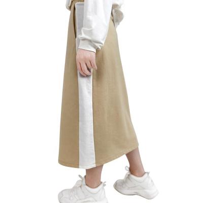 China 2021 Fashion Anti-Static Wear Spliced ​​Drawstring Taped Waist Pencil Long Sports Casual Maxi Skirts For Women for sale