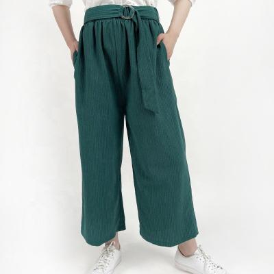 China Breathable High Waist Casual Wide Leg Long Palazzo Pants Fashions Green Color Outdoor Office Trousers For Women for sale