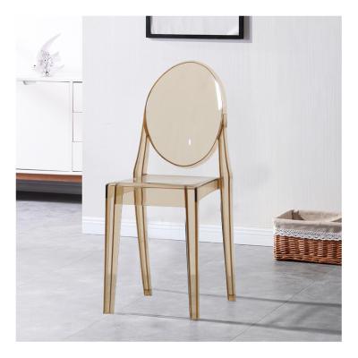 China Contemporary Wedding Events White Gold PC Ghost Chair Party Hotel Dining Stackable Acrylic Banquet Clear Plastic Chair for sale