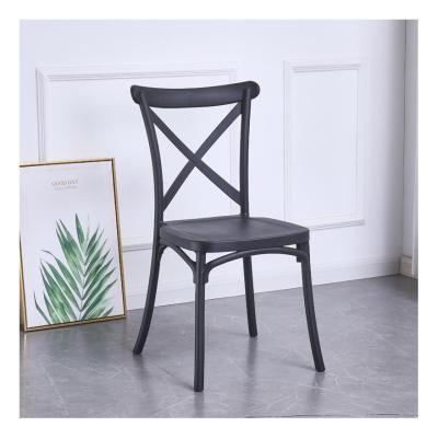 China Wholesale Contemporary Hot Luxury Modern Designer Hotel PP Chair Cross Plastic Wedding Events Black Plastic Wedding Back Chair For Restaurant for sale