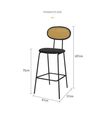 China Super Comfortable Nordic Style Bar Chairs Modern PE Rattan Dining Chair Bar Stool Umpire Chair Set for sale