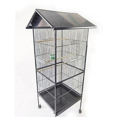 China Large Breathable Steel Aviary Cage Pet Parrot Cage Bird Cage With Roof And Food Bowl for sale