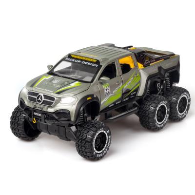 China Shock Absorber/Dampening Spring 1:28 Model Car Alloy Pull Back Exy X Class Big Wheels Benz Toy Suv Diecast Model Car for sale